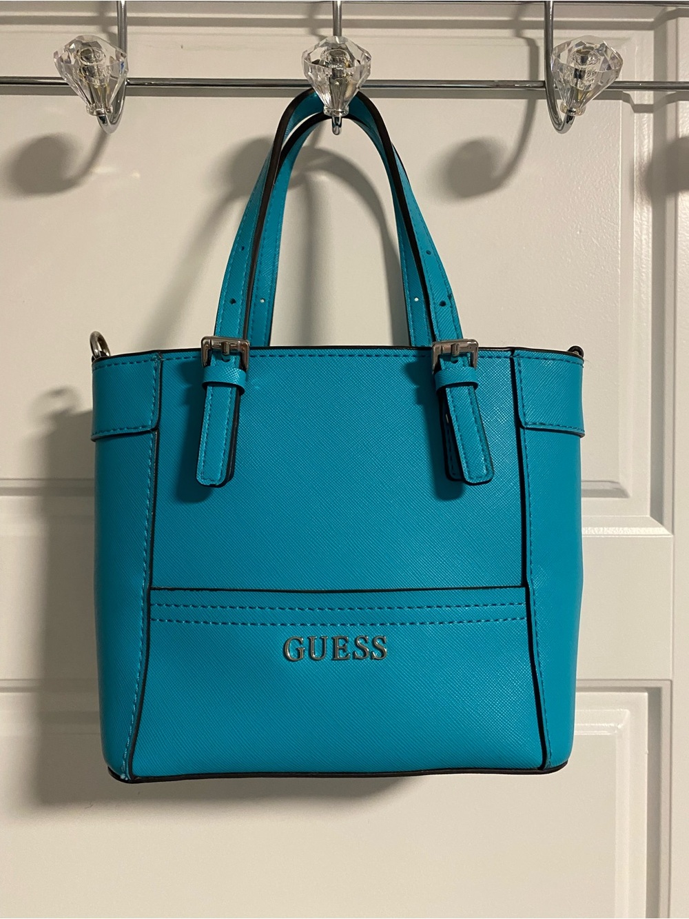 GUESS Teal Structured Saffiano Tote